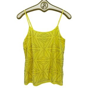 Blank London Yellow Beaded Spaghetti Strap Tank Top Sleeveless Anthropologie XS